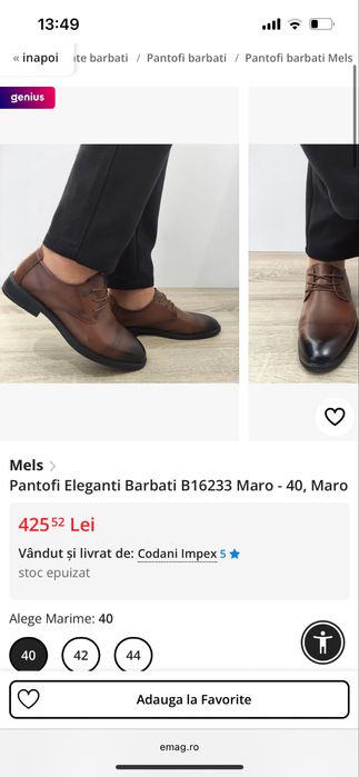 Vand pantofi piele naturala marimea 43