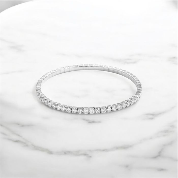 Тенис гривна, ластична s925 с мойсанити, лаб.  диаманти и сертификат