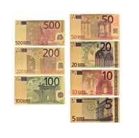 Златни Евро банкноти , Комплект 7 бр. 5,10,20,50,100,200 и 500 Евро ,