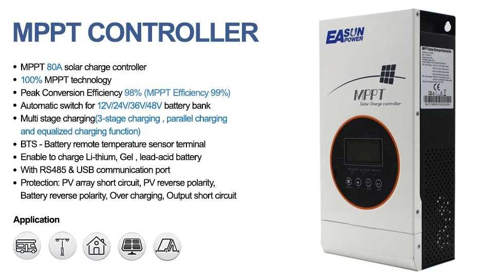 Controler regulator solar iCharger MPPT 80A – pentru baterii de 12‑48V