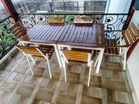 Masa terasa bar lemn și metal 2 mese 6 scaune