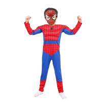 Set costum Ultimate Spiderman copii, 5-7 ani, rosu si masca plastic