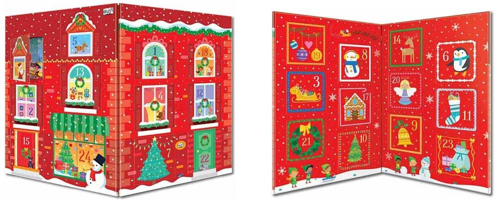 ПРИКАЗНА КОЛЕДА – червен и син календар, Голяма книга с 24 приказки