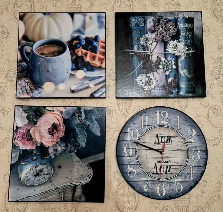 Акриловые панно с часами на кухню