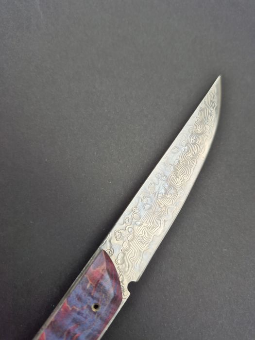 Компактен ловен нож,фултанг дамаска стомана с кожена кания, LN426