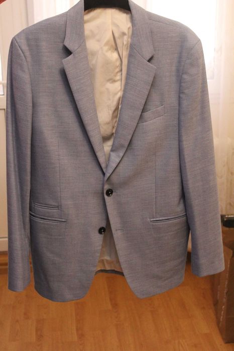 sacou zara man blazer original, culoare azur, aproape nou.
