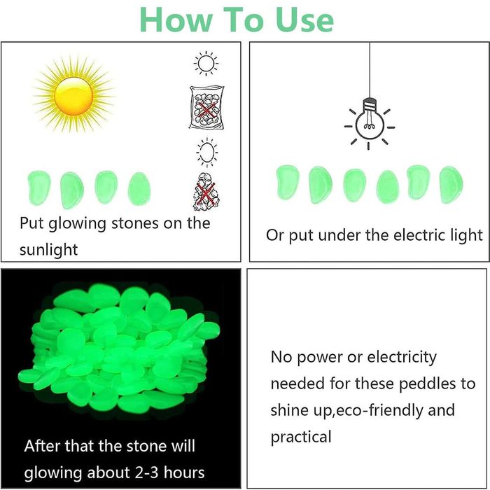 Pietre decorative fluorescente verzi 100 buc pentru alei vaze acvarii