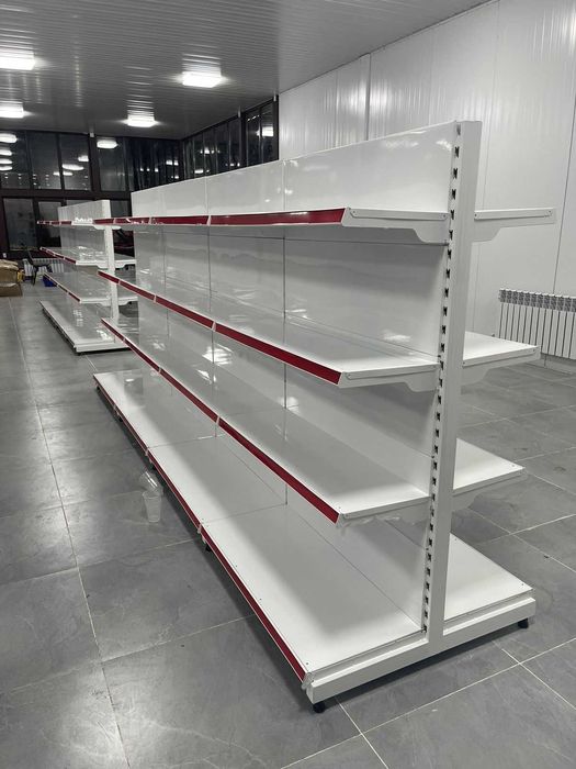 Островной стелаж металлический облегченный с полками экономный