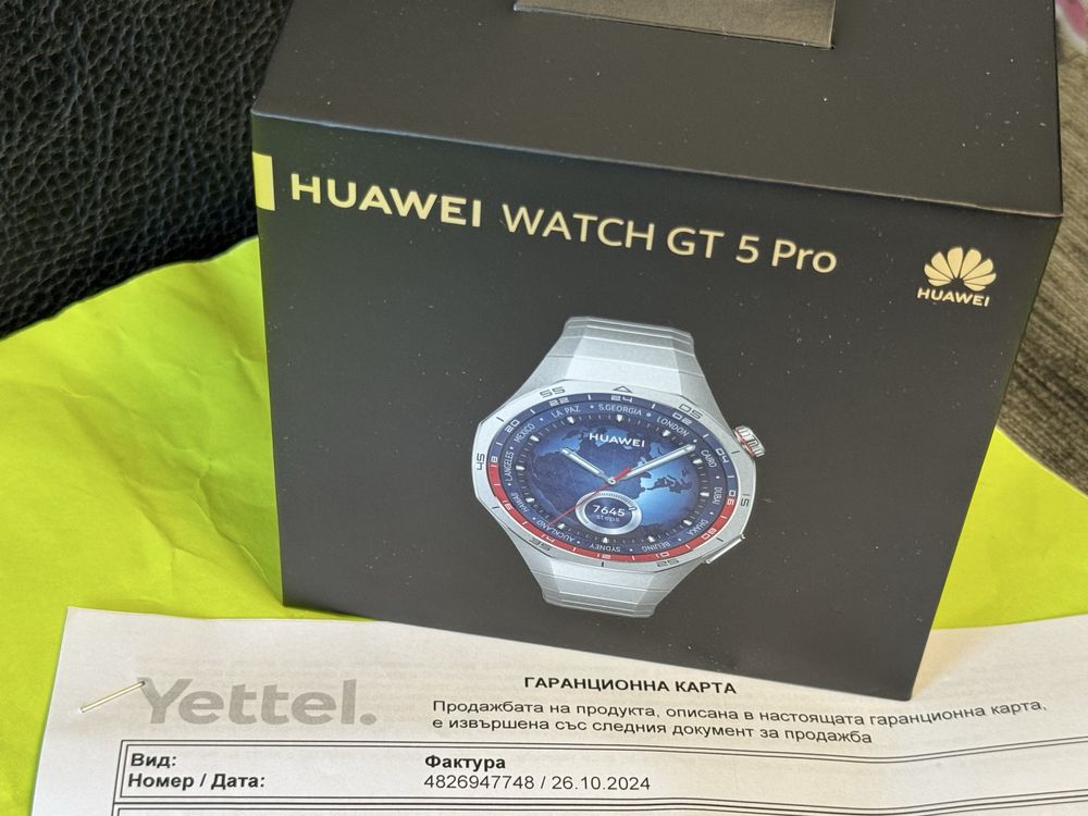 КАТО НОВ 46mm Huawei Watch GT 5 PRO Гаранция Yettel 2026 Titanium