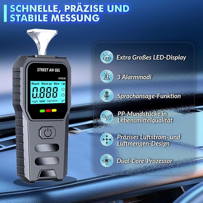 Alcooltest Digital - LCD și 3 Moduri de Avertizare pentru soferi