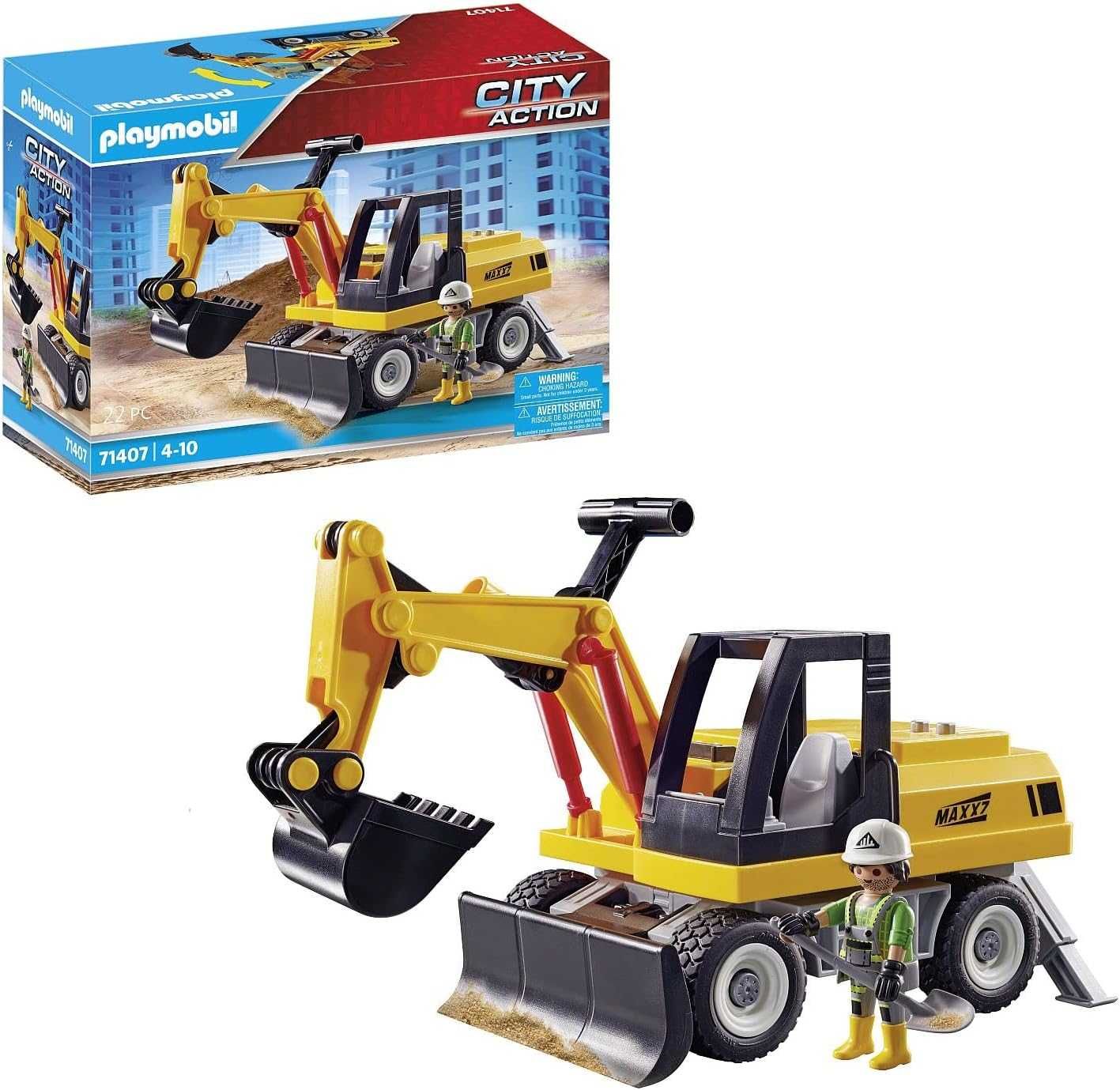 Playmobil 71407 Excavator City Action, suprastructură rotativă la 360°