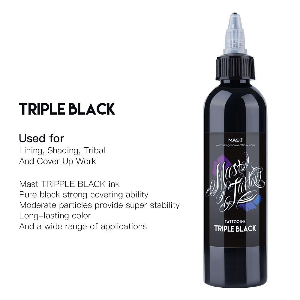 Тату краска Mast Triple Black 30ml. 
Отличный, глубокий чёрный цвет.