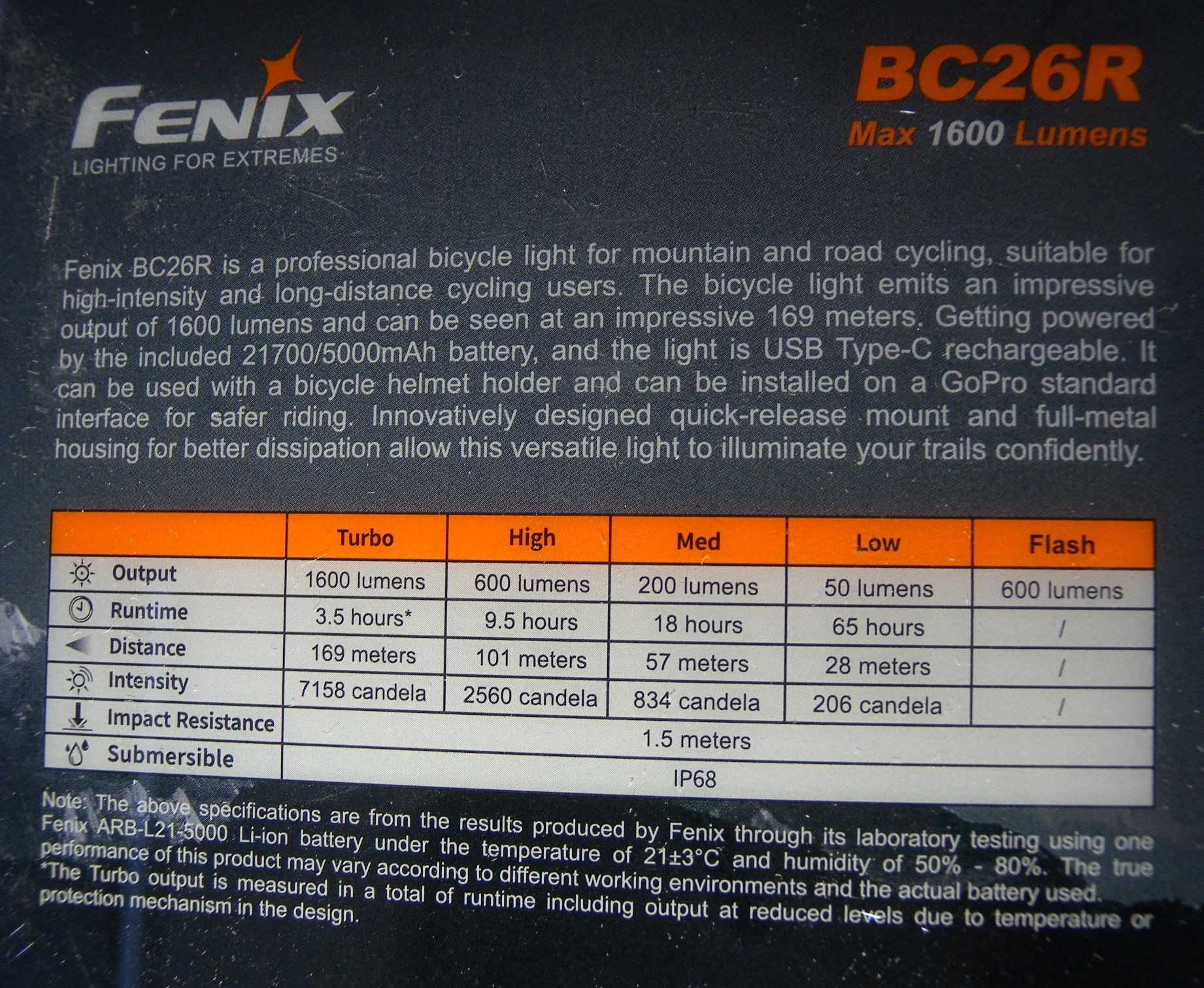 Супер ярък велосипеден фар Fenix BC26R - 1600 LM, 170 метра, НОВ!