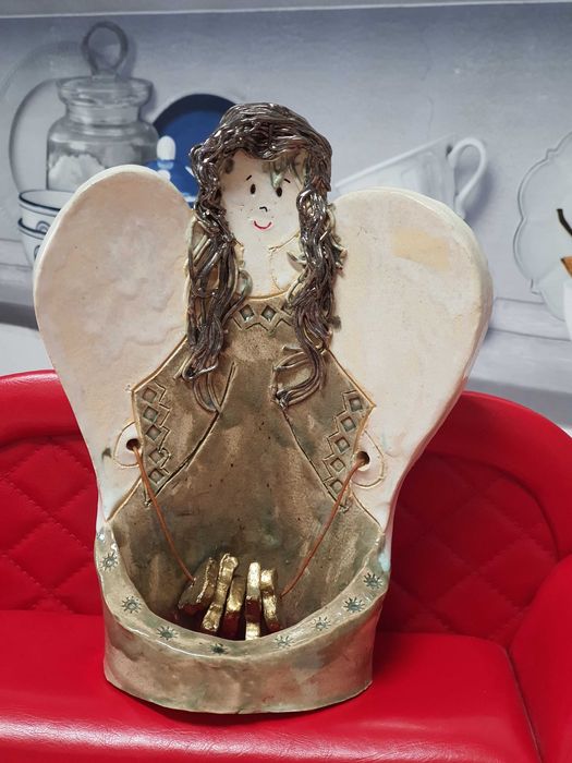 Decoratiune de Craciun din ceramica ingeras