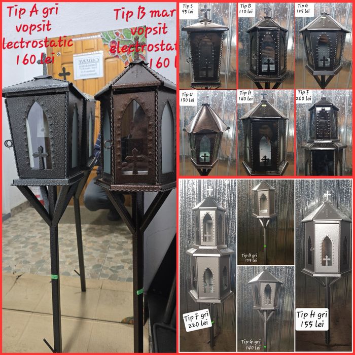 Felinare cimitir negre gri maro sau electrostatic vopsite