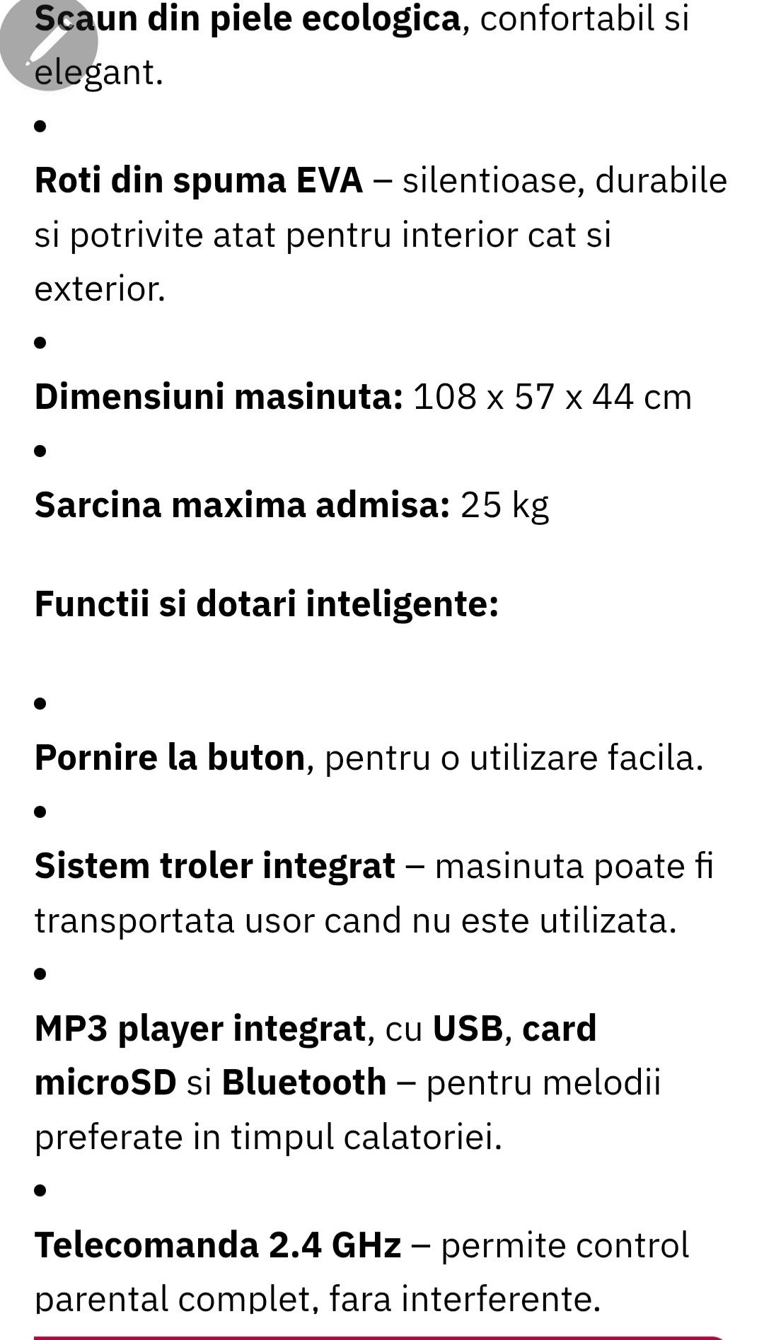 Masina electrică pentru copii