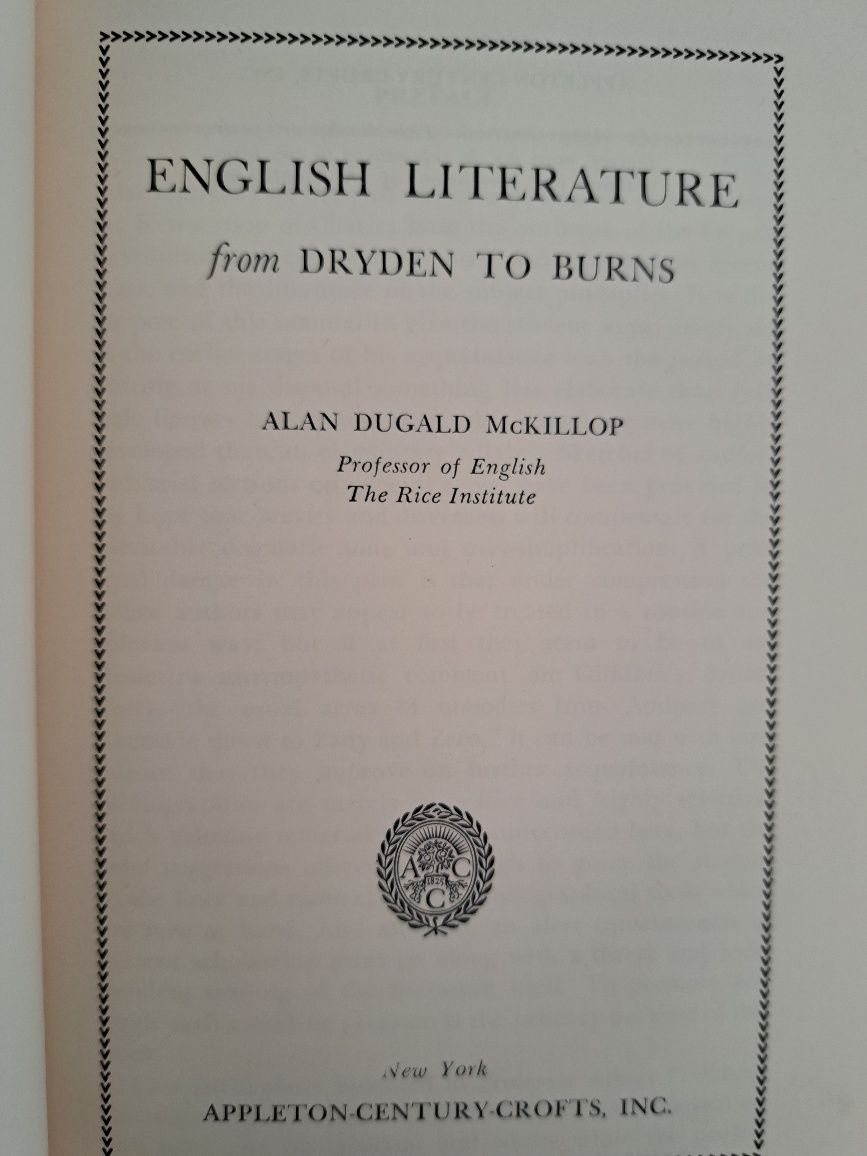 English literatura from Dryden to Burns