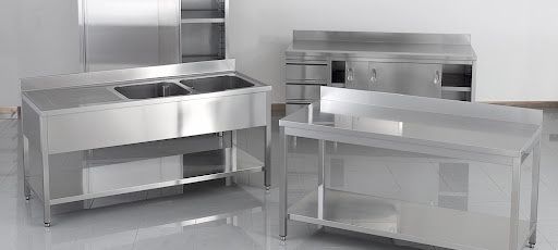 Mese de inox cu blat de teflon / mobilier inox