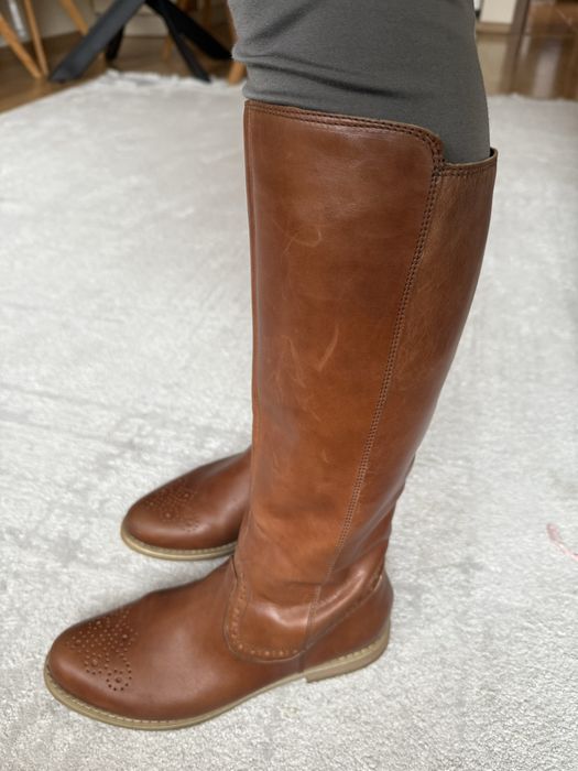 Кафеви ботуши естествена кожа
