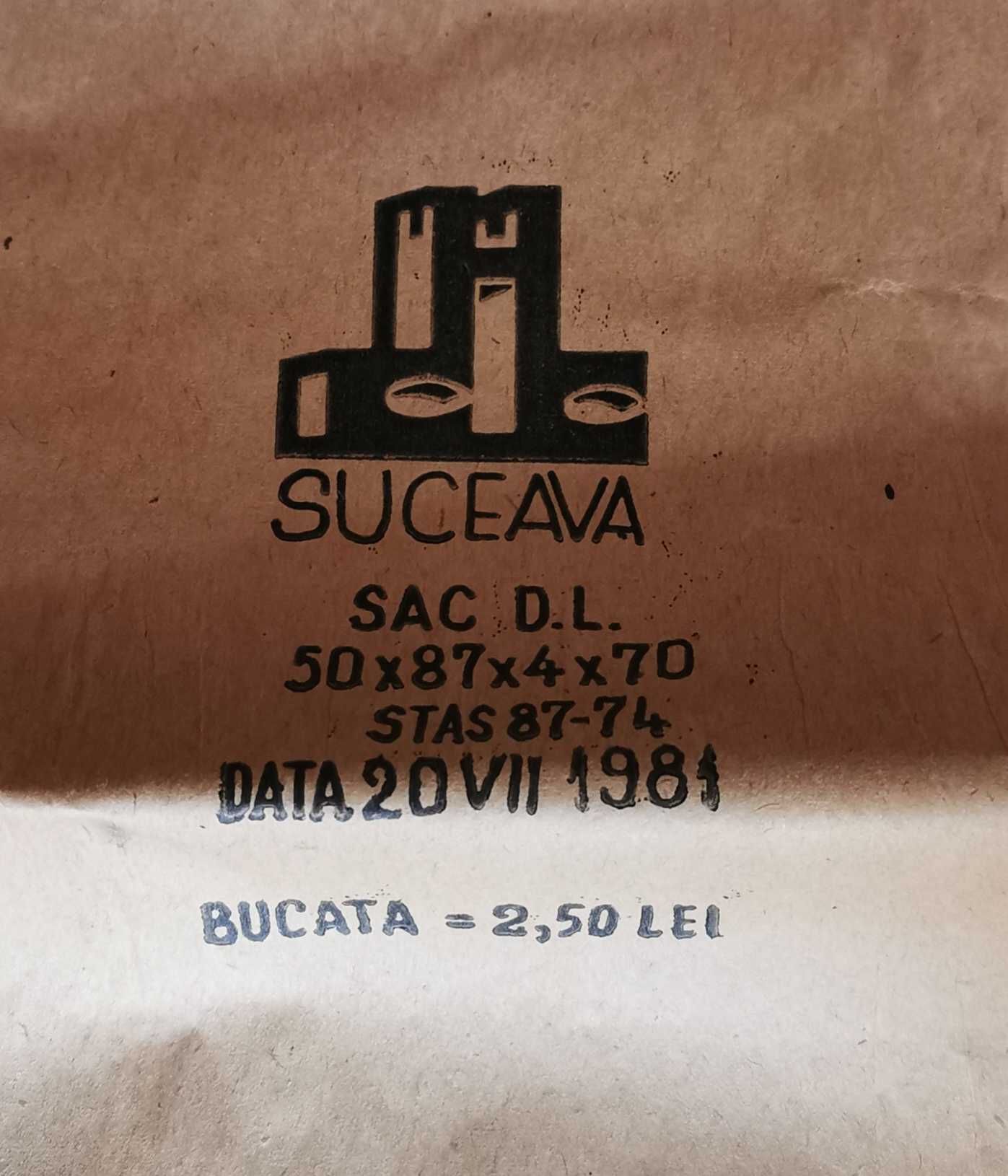 Sac carton Suceava Sac D. L. STAS 1981 rar comunism