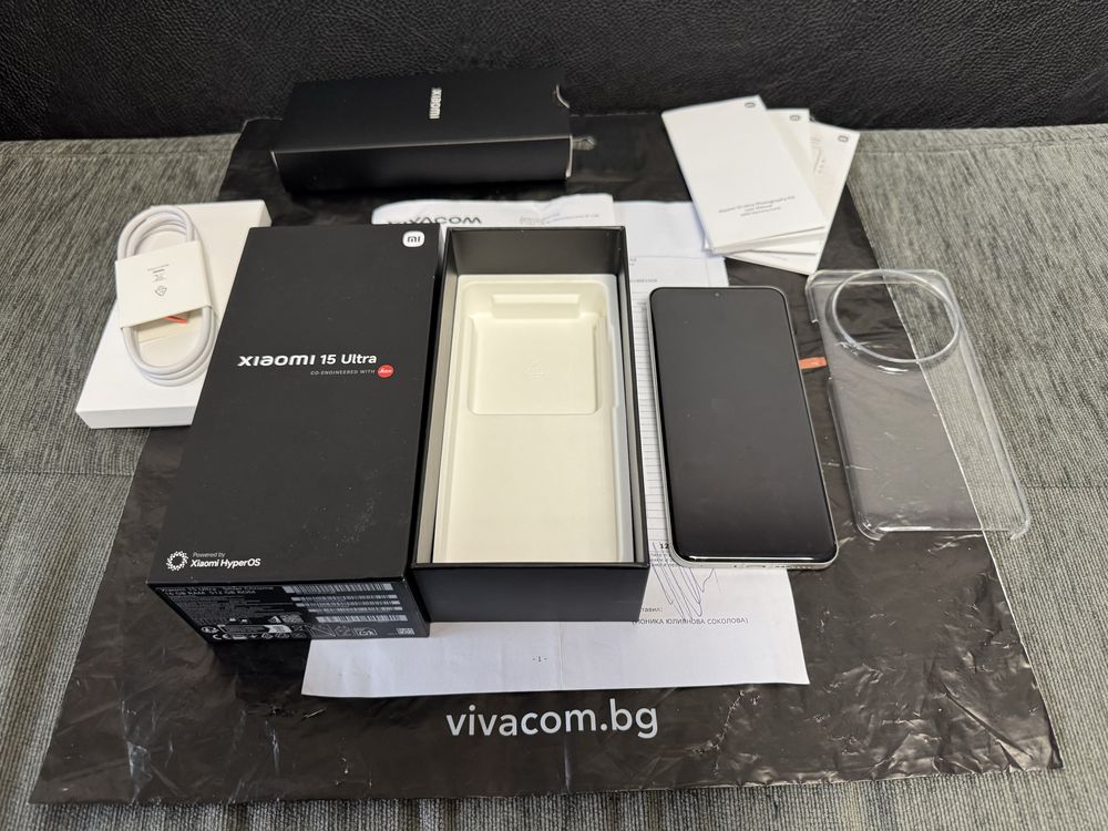 КАТО НОВ 512GB Xiaomi 15 ultra 16GB VIVACOM Гаранция 2г. SILVER CHROME