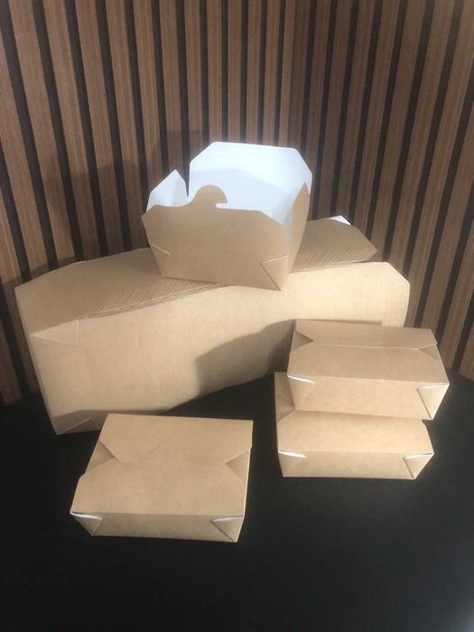 Бумажная упаковка для салатов, гарниров и вторых блюд