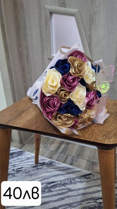 Букет от сатененени рози! Различни видове!
