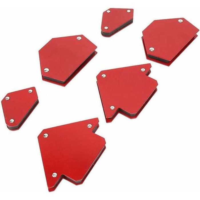 Set 6 suporturi magnetice sudura, otel, rosu, 5x5cm