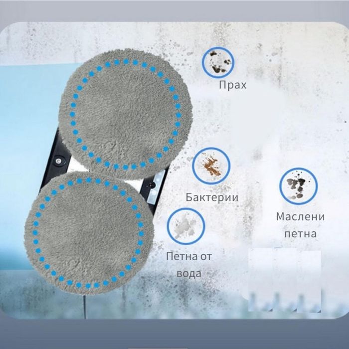 Интелигентен робот за почистване на прозорци с двойно въртящи се падов