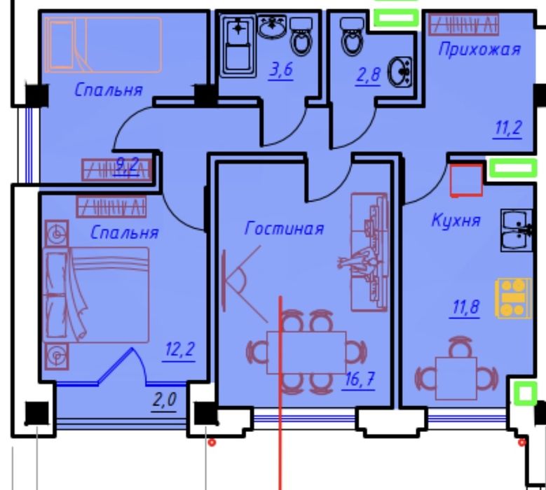 Продается 3-х комнатная квартира Яшнабадском районе