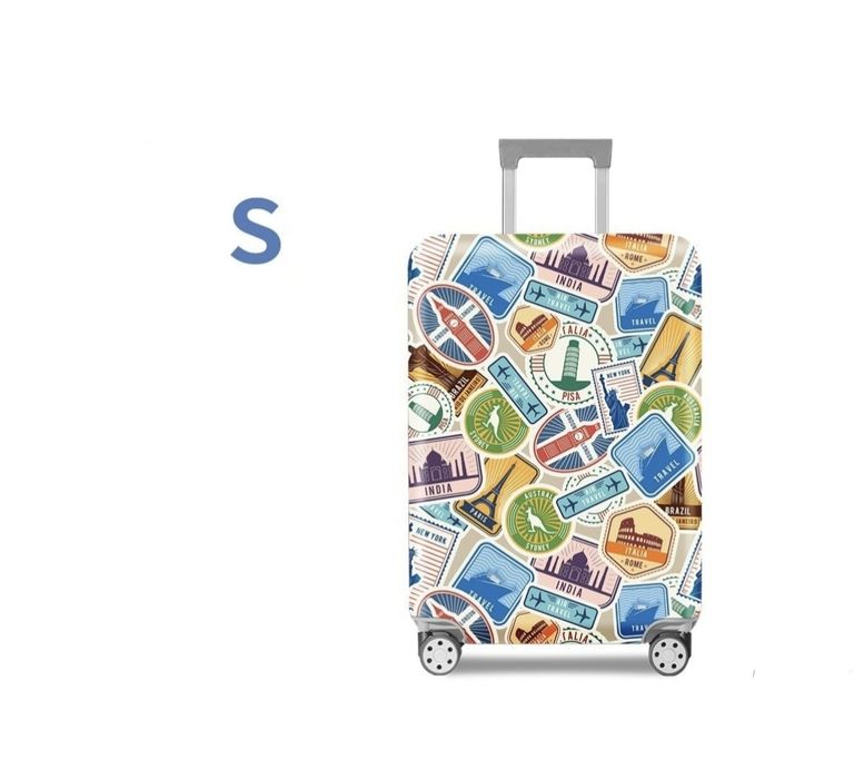 Чехол для чемодана эластичный полиэстер с принтом Размер S