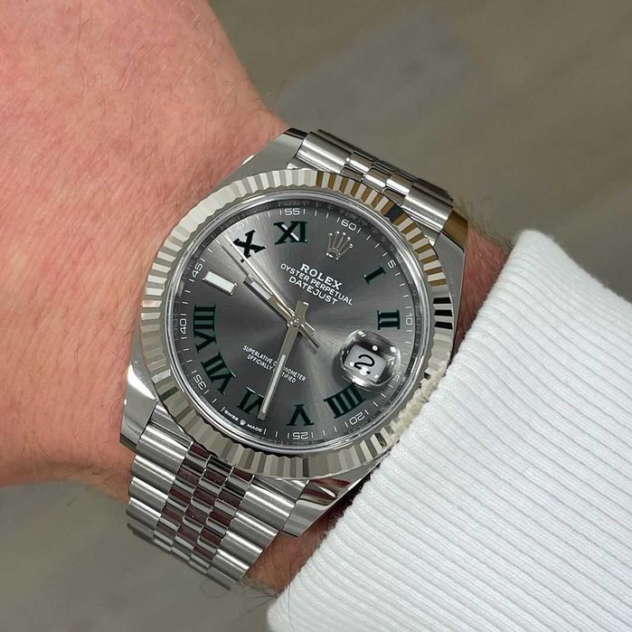 rolex datejust 41mm wimbledon silver