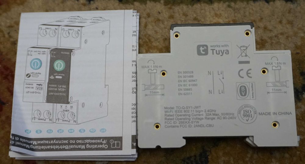 Releu(siguranță) curent Wifi Tongou 32A, 25A