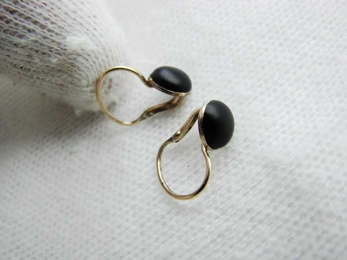 cercei aur 14k unicat cu obsidian negru