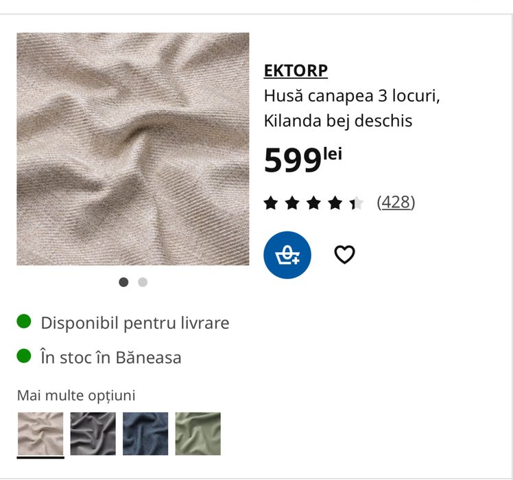 Canapea ikea ektorp 3 locuri + set huse bej cadou