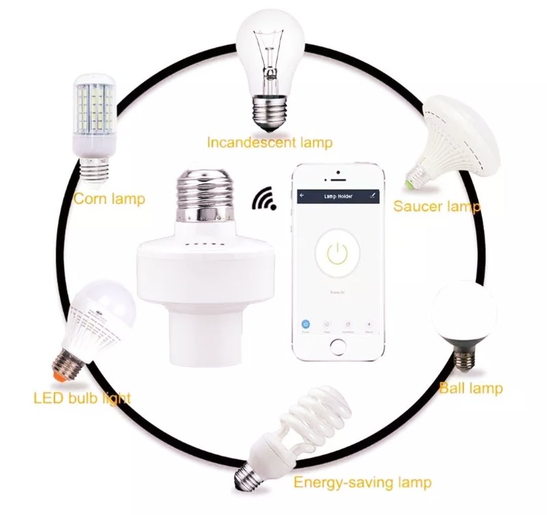 WiFi фасунга E27 безжично управление на лампа през tuya, smartlife