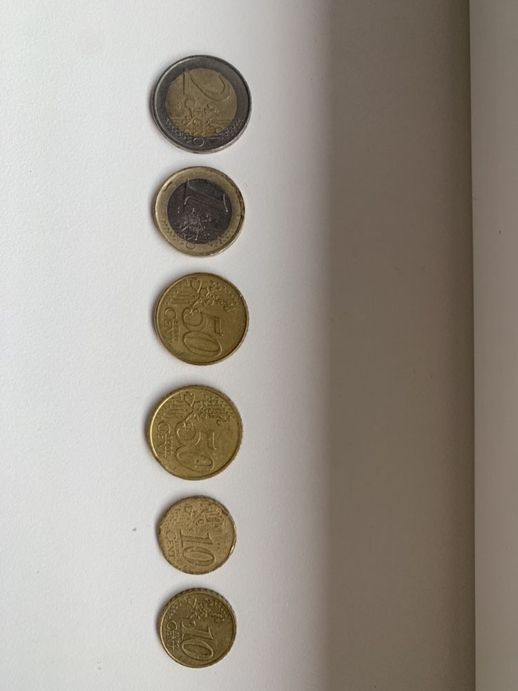 Monezi euro 2, 1, 50centi, 10 centi 2002