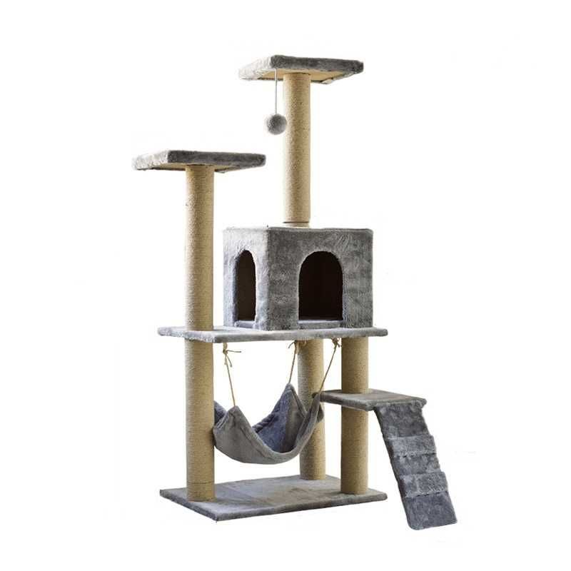 Ansamblu de joaca pentru pisici cu 3 platforme,  140cm