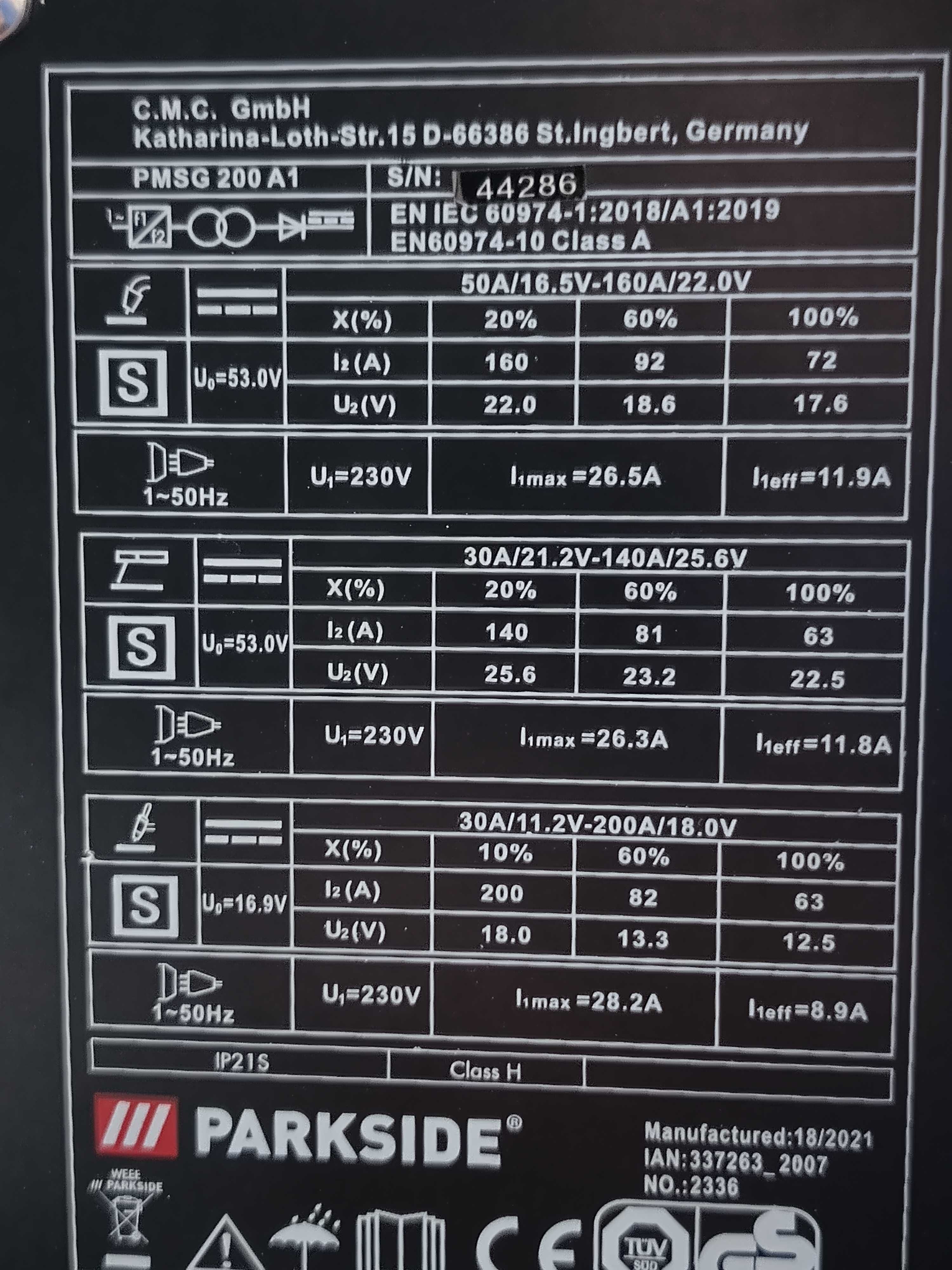 Три в едно заваръчен апарат PARKSIDE PMSG 200A1