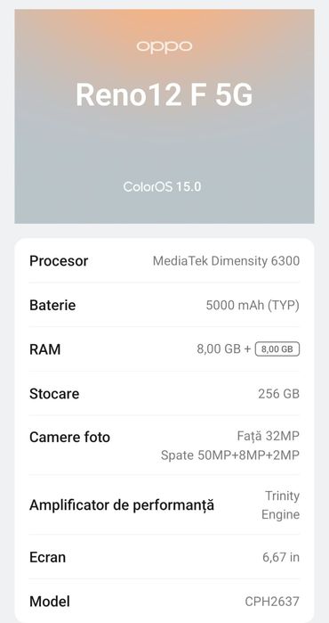 telefon Oppo Reno 12 F 5G