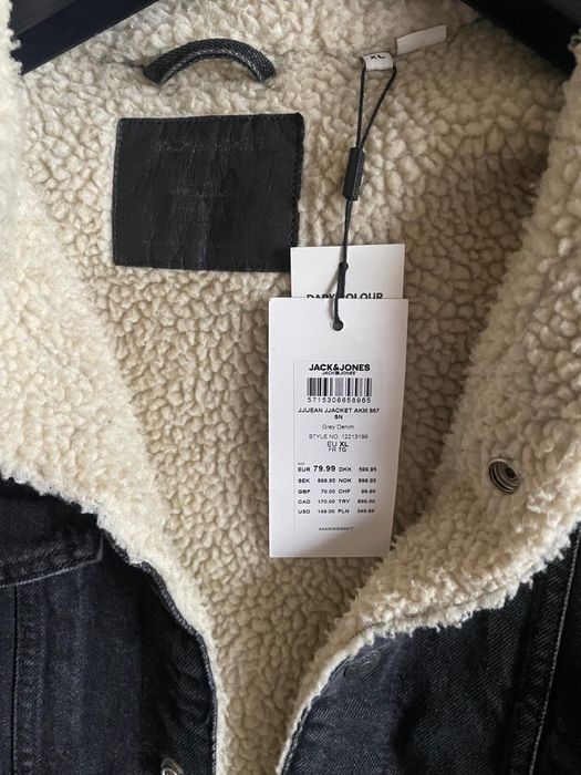 Geacă denim Jack & Jones cu blană teddy – mărimea XL