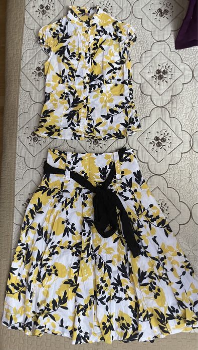 Қыз балалардың жидесимен белдемшели жаздық костюм