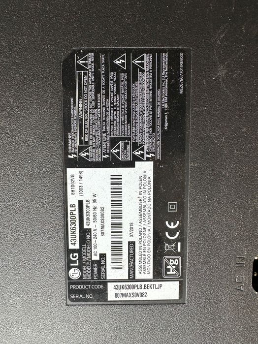 Piese Televizor 4K LG 43UK6300PLB