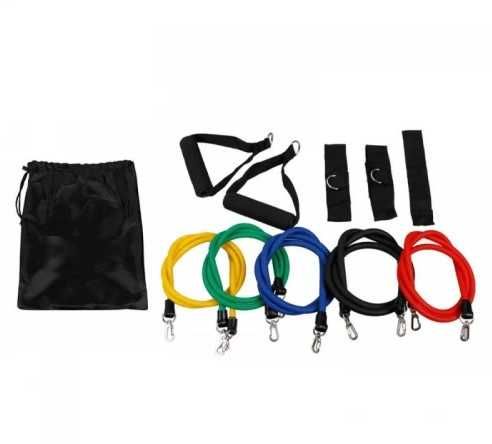 Дебели и здрави фитнес ластици за тренировка комплект 11в1 с чанта