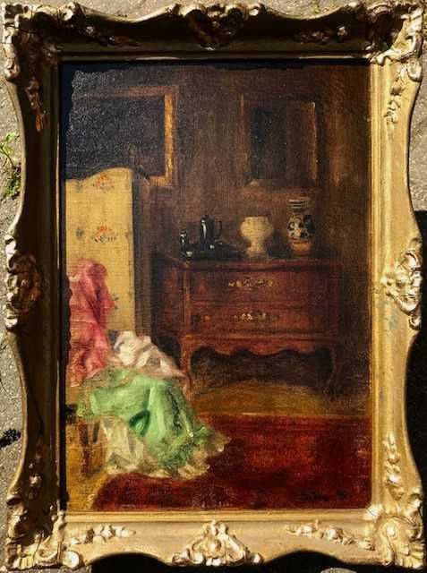 ”INTERIOR” Tablou f VECHI, ulei/pânză Wolff Károly (Pancota 1891-1946)