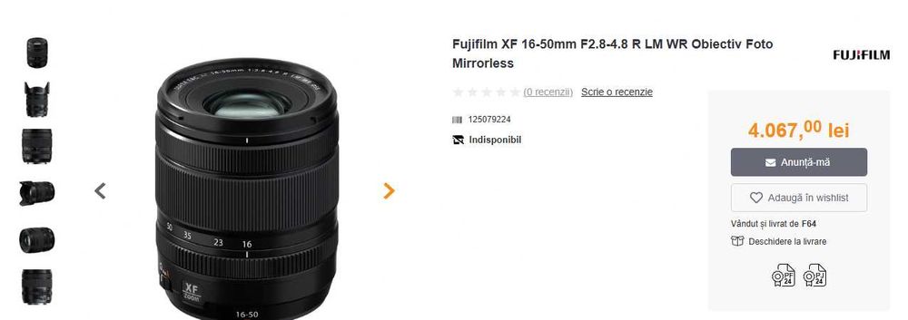 Obiectiv Fujifilm XF 16-50mm F2.8-4.8 R LM WR + filtru polarizare Hoya