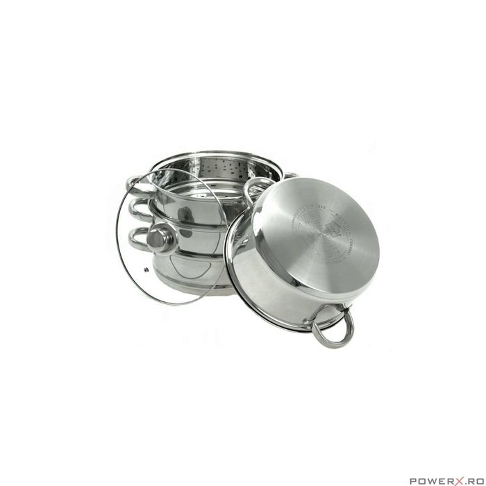 Set de 5 piese, oala pentru fiert cu abur, inox, 20 cm 3.1litri