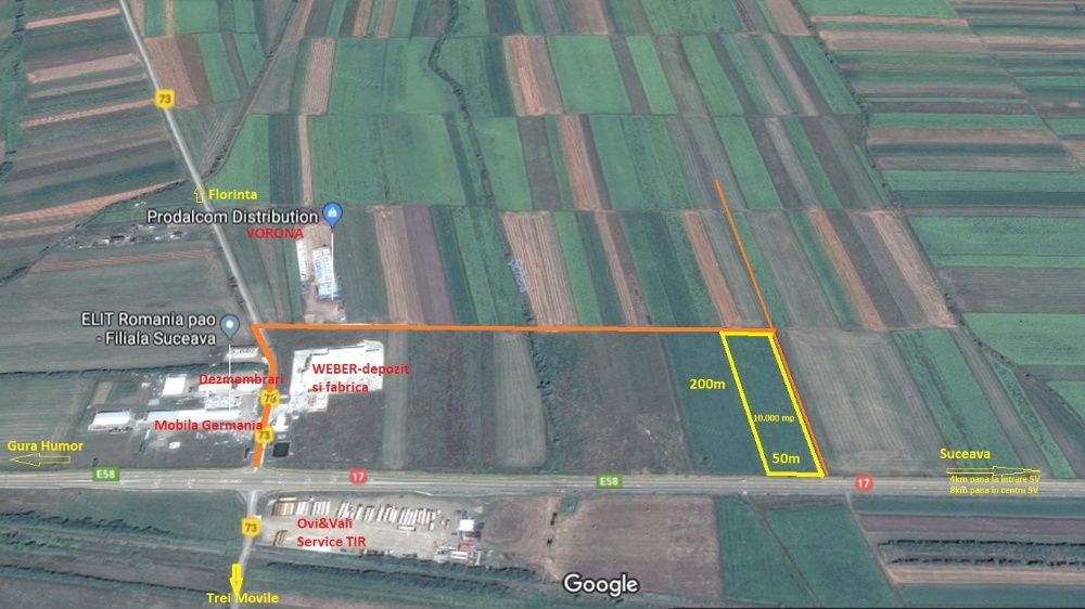 Teren 10.000 mp langa Weber, DEZSTORE, la DN E58 spre Gura Humorulu