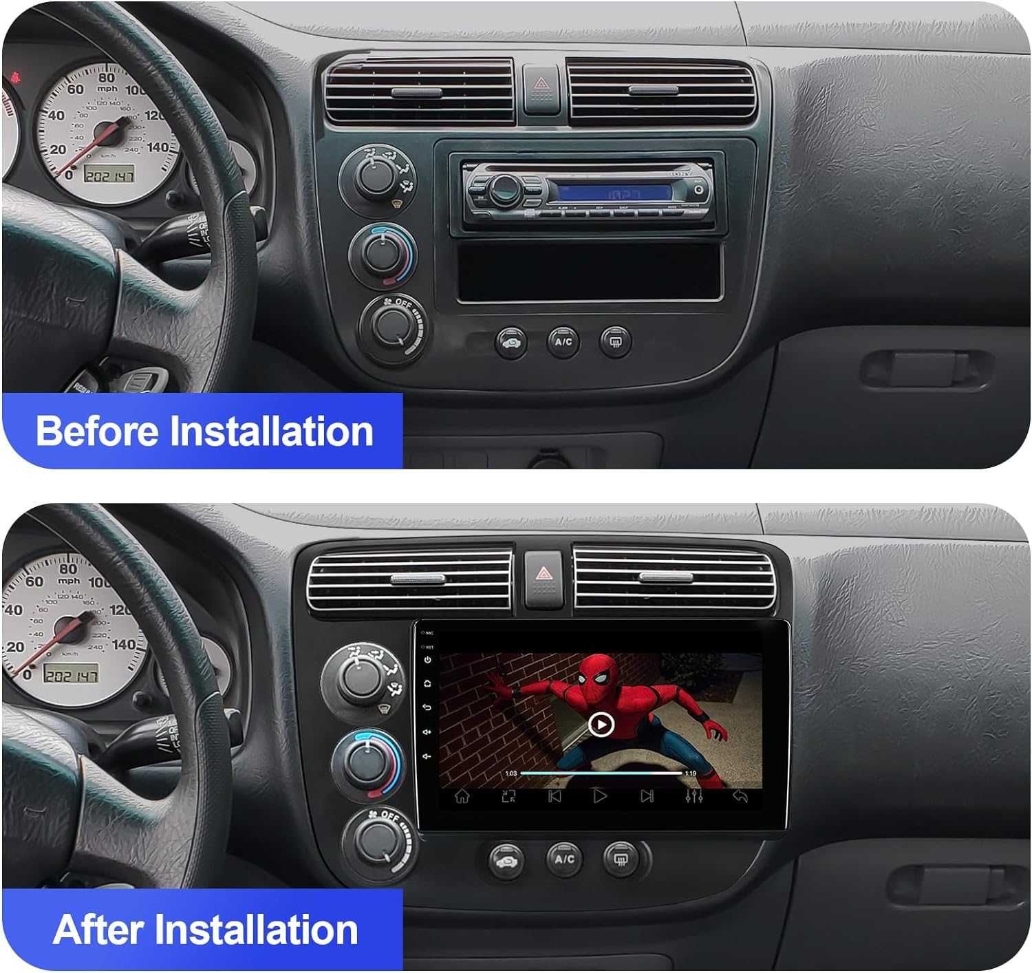 Мултимедия Двоен дин за Honda Civic навигация с Android за Civic 2005