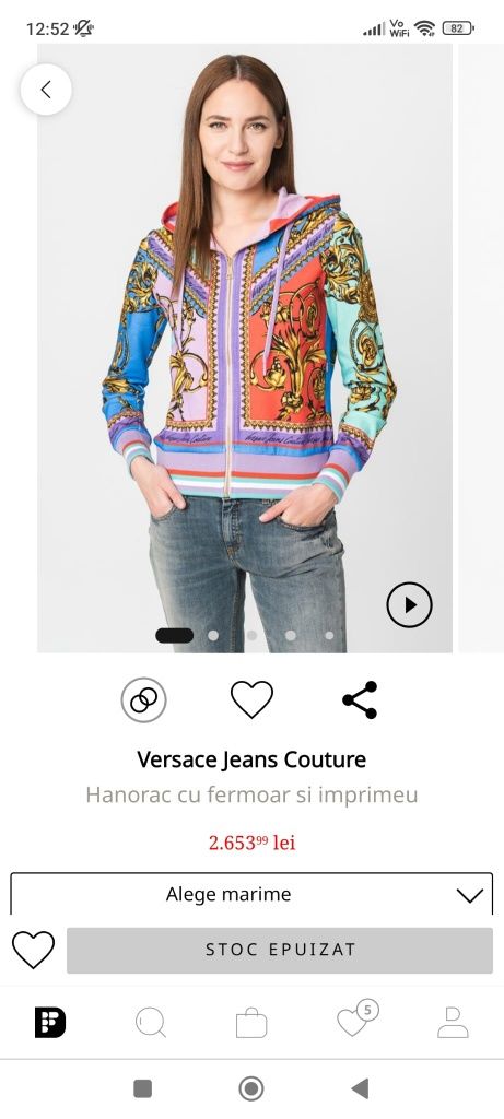 Hanorac dama VERSACE JEANS COUTURE original nou  pret 26mil magazin